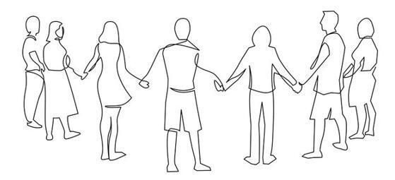 People holding hands sketch